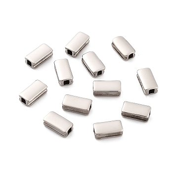 316 Surgical Stainless Steel Beads, Rectangle, Stainless Steel Color, 10x5x3.7mm, Hole: 2.5X2mm