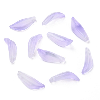 Transparent Glass Pendants, Petaline, Medium Purple, 21.5x8x5mm, Hole: 1mm