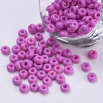 Baking Paint Glass Seed Beads, Round, Orchid, 4~4.5x3mm, Hole: 1~1.2mm, about 4500pcs/bag, about 450g/bag