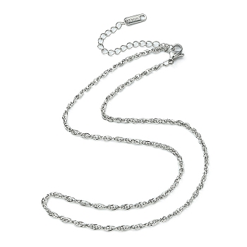 304 Stainless Steel Rope Chain Necklace for Men Women, Stainless Steel Color, 15.87 inch(40.3cm)