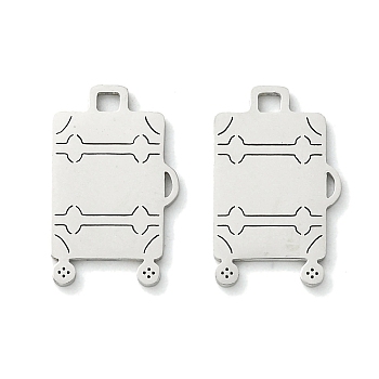 201 Stainless Steel Pendants, Laser Cut, Suitcase Charm, Stainless Steel Color, 17.5x10.5x1mm, Hole: 1.6x1.6mm