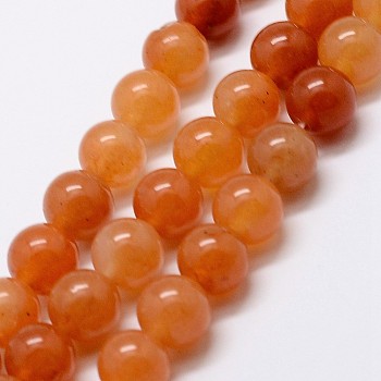 Natural Red Aventurine Bead Strands, Round, 8mm, Hole: 1mm, about 48pcs/strand, 15 inch