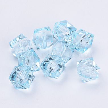 8mm LightCyan Cube Acrylic Beads