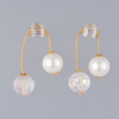 Boucles d'oreilles rondes en perles de verre et perles de verre écologiques(EJEW-JE03822-03)-2