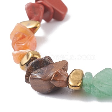 Bracelet de perles tressées avec des éclats de pierres précieuses mélangées naturelles et synthétiques(BJEW-JB08079)-5