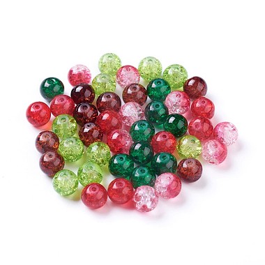 5 Colors Spray Painted & Baking Painted Crackle Glass Beads(CCG-X0010-05-8mm)-2