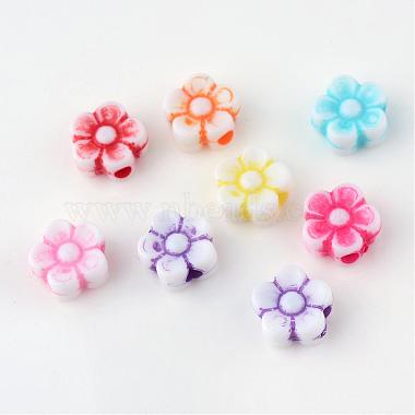 9mm Mixed Color Flower Acrylic Beads