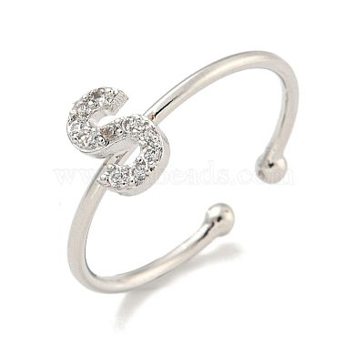 Letter S Brass+Cubic Zirconia Finger Rings