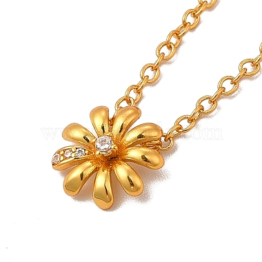 Rack Plating Brass Micro Pave Cubic Zirconia Flower Pendant Necklaces(NJEW-H168-03G)-2
