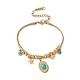 Synthetic Turquoise Charm Bracelet with Round Snake Chains(BJEW-P284-03A-G)-1