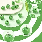 10Pcs Apple Resin Charms, with Platinum Tone Iron Screw Eye Pin Peg Bail, Lime Green, 15x12mm, Hole: 2mm(RESI-YW0005-26A)
