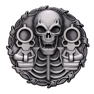 Punk Style Safety Brooch Pin, Zinc Alloy Badge for Suit Shirt Collar, Men/Women, Skull, 46mm(JEWB-PW0002-11C)