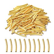 100Pcs Brass Tube Beads, Curved Tube, Golden, 25x3mm, Hole: 2mm(KK-YW0001-62G)