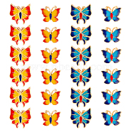 DICOSMETIC 24Pcs 4 Style Alloy Enamel Beads, Matte Gold Color, Butterfly, Mixed Color, 24pcs/box(ENAM-DC0001-09)