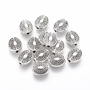 Tibetan Style Alloy Beads, Oval, Lead Free & Cadmium Free, Antique Silver, 11x9x4mm, Hole: 2mm(LF9420Y)
