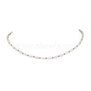 Natural Shell Oval Beaded Necklaces, White, 15.55~15.75 inch(39.5~40cm)(NJEW-JN04626)