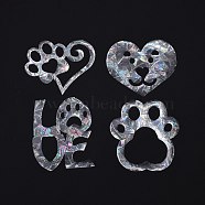 Custom Paw & Heart & Word Love Shape Waterproof PVC Laser Adhesive Stickers, Electrostatic Stickers, Colorful, 9.5~12x10~12cm, 16 sheets/set(DIY-WH0256-004)