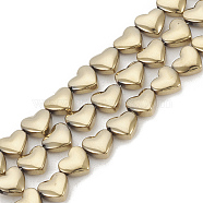 Electroplate Non-magnetic Synthetic Hematite Beads Strands, Heart, Light Gold Plated, 6x5.5x3mm, Hole: 1mm, about 70pcs/strand, 15.7 inch(X-G-T061-101H)