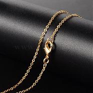 Brass Necklaces, Cable Chain, with Lobster Clasp, Golden, 17.72 inch, 1.5mm(MAK-K003-02G)