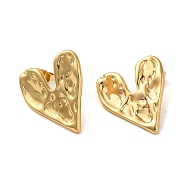 Hammered Heart 304 Stainless Steel Stud Earrings for Women, Golden, 21.5x24.5mm(EJEW-U003-01G-02)