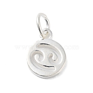 925 Sterling Silver Constellations Charms, with Jump Rings, Silver Color Plated, Cancer, 12x9x1.5mm, Hole: 3.5mm(STER-M118-01J)