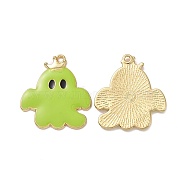 Halloween Theme Rack Plating Alloy Enamel Pendants, Ghost Charms, Light Gold, 31.5x28.5x2mm, Hole: 2mm(PALLOY-O109-45LG)