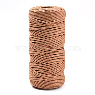 Cotton String Threads, Macrame Cord, Decorative String Threads, for DIY Crafts, Gift Wrapping and Jewelry Making, Sandy Brown, 3mm, about 109.36 Yards(100m)/Roll.(OCOR-T001-02-35)