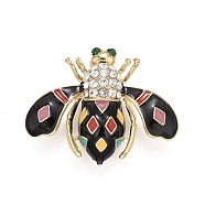 Bee Enamel Pin with Rhinestone, Insect Alloy Badge for Backpack Clothes, Golden, Colorful, 26.5x34x11mm(JEWB-A004-17G)