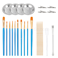 DIY Jewelry Kits, with Bamboo Color Holder Alligator Clips, Stainless Steel Palette & Double-End Spoon Spatula, 2ml Disposable Plastic Dropper and Art Brushes, Mixed Color, 51pcs/set(DIY-PH0026-55)