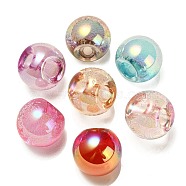 UV Plating Rainbow Iridescent Acrylic Beads, Round, Top Drilled, Mixed Color, 20x20x20mm, Hole: 3mm(OACR-G012-06)