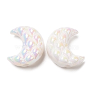 Opaque Acrylic Beads, AB Color Plated, Moon, White, 20x17.5x9.5mm, Hole: 3mm(MACR-D074-06D)