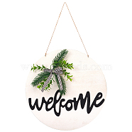 Wooden Ornaments, with Jute Twine, for Party Gift Home Decoration, Flat Round with Word, Word, 300mm(HJEW-WH0006-40)