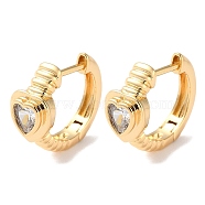 Heart Brass Micro Pave Cubic Zirconia Hoop Earrings for Women, Real 18K Gold Plated, 15.5x8mm(EJEW-B056-05G)
