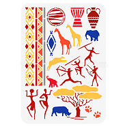 Plastic Drawing Painting Stencils Templates, for Painting on Scrapbook Fabric Tiles Floor Furniture Wood, Rectangle, African Tribe Pattern, 29.7x21cm(DIY-WH0396-368)