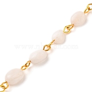 Handmade Natural White Moonstone Beaded Chains, with Golden Tone Iron Eye Pin, Nuggets, 5~10x5~8x3.5~7mm, about 39.37 inch(1m)/strand(AJEW-JB00794-03)
