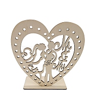 Density Board Display Decorations, Valentine's Day, Ornament Gift, Heart with Couple and Word Mr & Mrs, BurlyWood, 15x15x0.25cm, Setting: 9.7x5x0.25cm(DJEW-WH0012-11)