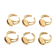 Ion Plating(IP) 304 Stainless Steel Cuff Ring Settings, Round, Golden, Tray: 10mm, 2.8~7.5mm, Inner Diameter: 18mm(STAS-E202-02B-G)