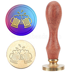 Wax Seal Stamp Set, Sealing Wax Stamp Solid Brass Head,  Wood Handle Retro Brass Stamp Kit Removable, for Envelopes Invitations, Gift Card, Cup Pattern, 83x22mm(AJEW-WH0208-801)