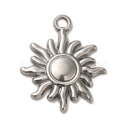 304 Stainless Steel Pendants, Sun Charms, Stainless Steel Color, 20x17x2mm, Hole: 1.8mm(X-STAS-R223-09)