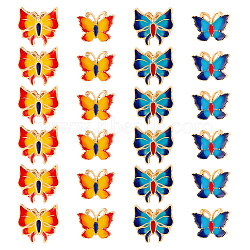 DICOSMETIC 24Pcs 4 Style Alloy Enamel Beads, Matte Gold Color, Butterfly, Mixed Color, 24pcs/box(ENAM-DC0001-09)