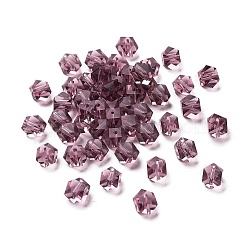 Imitation Austrian Crystal Beads, Grade AAA, Faceted, Cornerless Cube Beads, Purple, 6x5.5x5.5mm, Hole: 0.7~0.9mm(SWAR-F084-6x6mm-11)