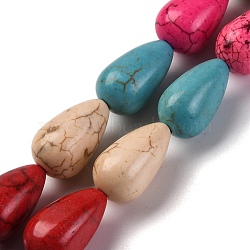 Synthetic Turquoise Beads Strands, Dyed, Teardrop, Mixed Color, 17x10mm, Hole: 1mm, about 490pcs/1000g(G-C147-23A)