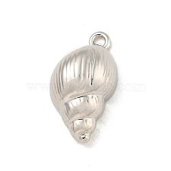 Rack Plating Brass Pendants, Long-Lasting Plated, Cadmium Free & Lead Free, Shell Shape, Platinum, 16.5x9x5.5mm, Hole: 1.2mm(KK-P277-16P)