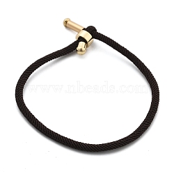 Cotton Cord Bracelets, with Brass Finding, Long-Lasting Plated, Real 24K Gold Plated, Coconut Brown, 8-1/2 inch(21.5cm)~9 inch(23cm)(BJEW-F360-B21)