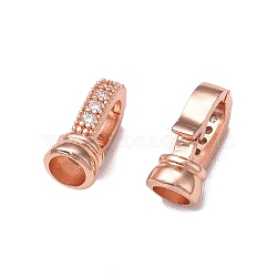 Rack Plating Brass Micro Pave Clear Cubic Zirconia Fold Over Clasps, Cadmium Free & Lead Free, Long-Lasting Plated, Rose Gold, 13.5x7.5x6mm, Inner Diameter: 4mm and 8x4mm(KK-E080-02RG)