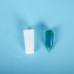 Pendulum Crystal Silicone Molds, Quartz Crystals Pendants Molds, For UV Resin, Epoxy Resin Jewelry Making, White, 2x2x4.3cm, Inner Diameter: 0.9x1cm(DIY-P010-19)