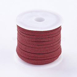 3x1.5mm Red Flat Faux Suede Cord, Faux Suede Lace, about 5.46 yards(5m)/roll(X-LW-R003-22)