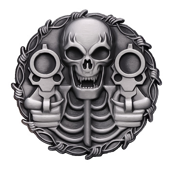 Punk Style Safety Brooch Pin, Zinc Alloy Badge for Suit Shirt Collar, Men/Women, Skull, 46mm
