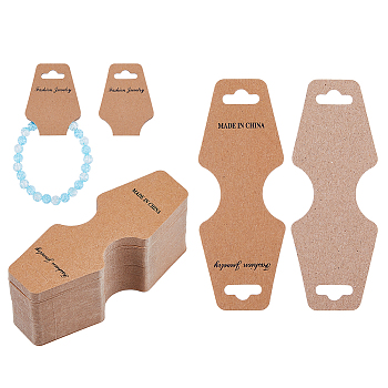 150Pcs Cardboard Display Cards, Used For Necklaces, Tan, 123.5x45.5x0.3mm, Hole: 7x21.5mm