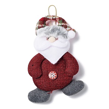 Christmas Polyester with Resin Pendant Decorations, for Christmas Tree Hanging Decoration, Santa Claus, 156x105x11mm